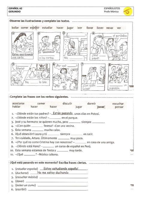 Verbo Estar Gerundio Online Worksheet For A2 You Can Do The Exercises Online Or Download The