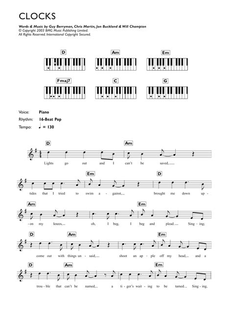 Coldplay Clocks Guitar Chords