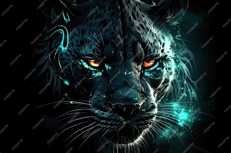 Premium AI Image | A black panther with glowing eyes