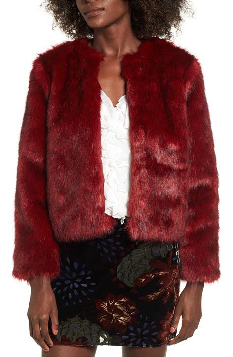 Band Of Gypsies Faux Fur Jacket Nordstrom Red Faux Fur Jacket Red