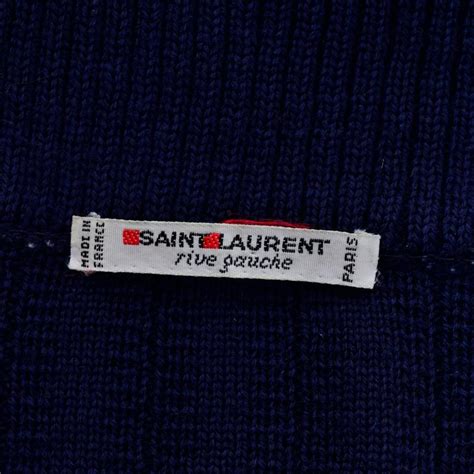 Ysl Yves Saint Laurent 1970s Navy Blue Wool Cardigan Sweater With Shawl