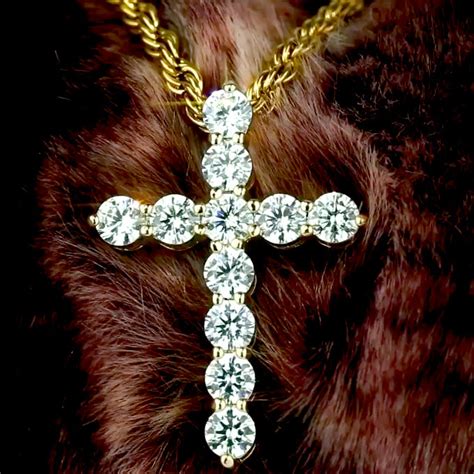 Micro Diamond Gold Cross Necklace Pendant & Rope Gold Chain | The Gold Gods