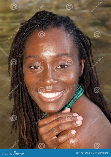 Young Black Woman Portrait Outdoors Smiling Wet Stock Image - Image of ...