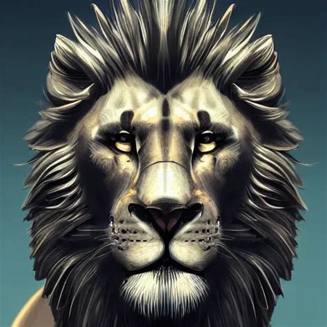 Mechanical Lion Digital Illustration Concept Art Stable Diffusion