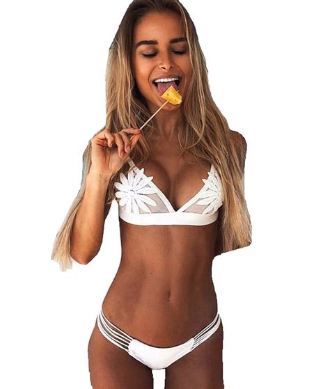 Seksowne Bikini Siatka Haftowane Kwiaty Paski S Oficjalne Archiwum Allegro