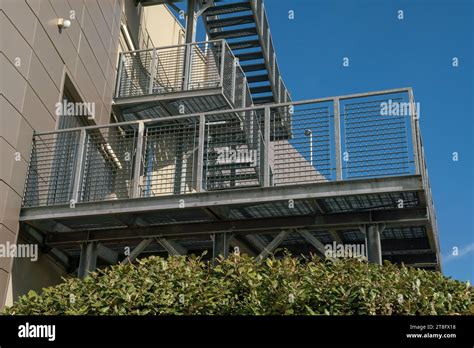 Fire Escape Staircase Pedestrian Passage For Emergency Exit Particular Structure In Galvanized