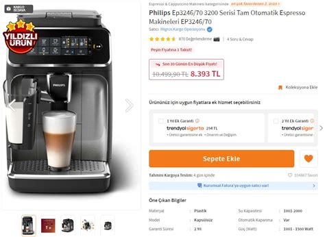 🔥İndirim - Philips 3200 Serisi EP3246/70 Tam Otomatik Espresso Makinesi ...