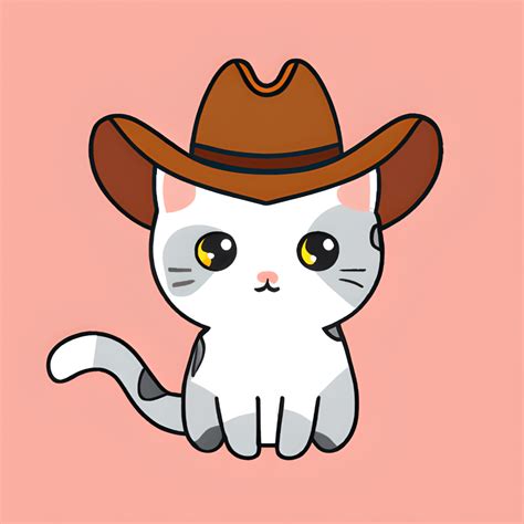 Chibi Cat Wearing Cowboy Hat · Creative Fabrica