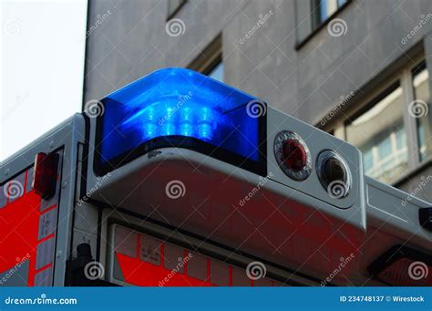 Flashing Blue Light of an Ambulance Stock Image - Image of health ...