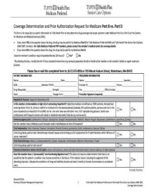 Fillable Online Tufts Healthplan Coverage Determination And Prior