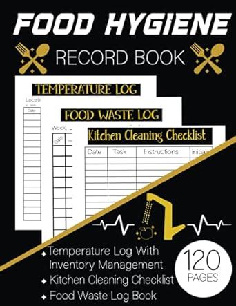 Food Hygiene Record Book Food Temperature Log Boo Food Waste Log Book