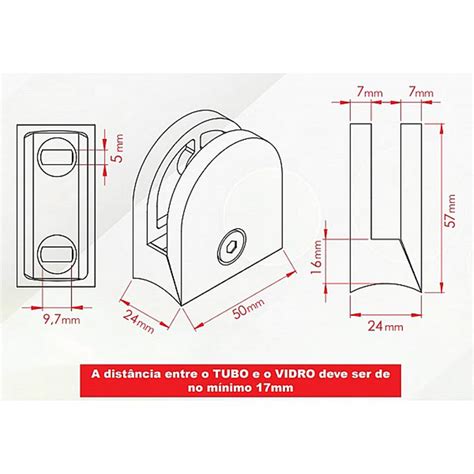 Presilha GR08P Para Vidro 8 MM Base Reta Preto Fast Vidros