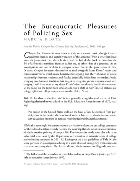 Pdf The Bureaucratic Pleasures Of Policing Sex Review Of Jennifer