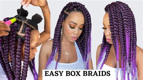 🔥super Easy Box Braids 🚫no Rubber Bands Tension Free Crochet Method Protective Styles