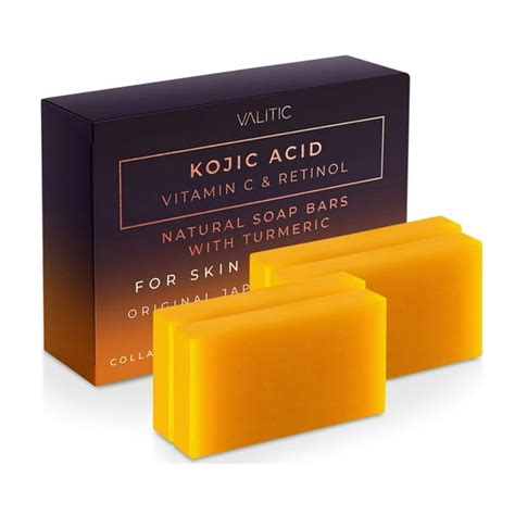 Valitic Kojic Acid Vitamin C And Retinol Soap Bars With Turmeric For Dark Spot Original