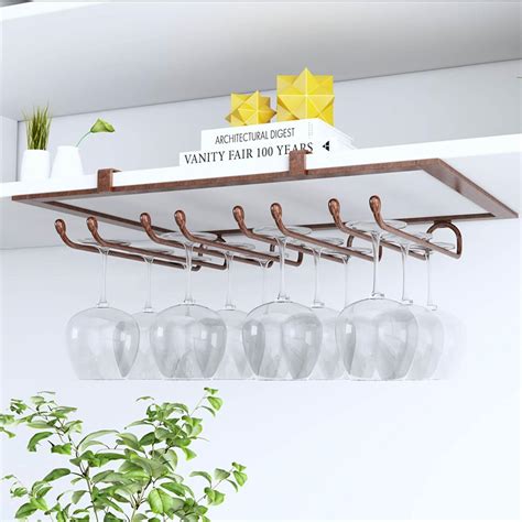 Wine Rack Upside Down Wine Goblet Stemware Holder For Under Cabinet Kitchen Bar