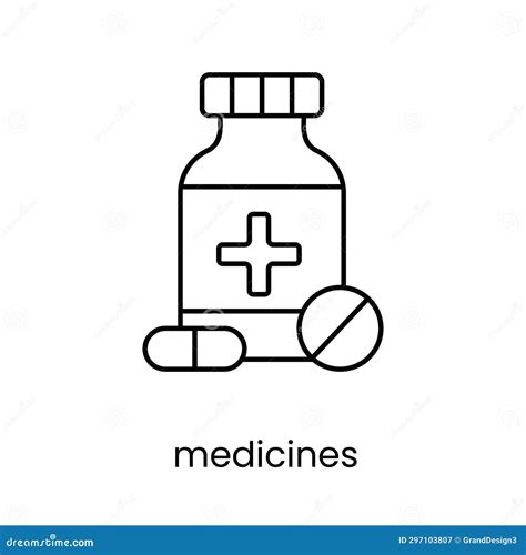 Medicines Line Icon Vector for Educational Materials about Diabetes