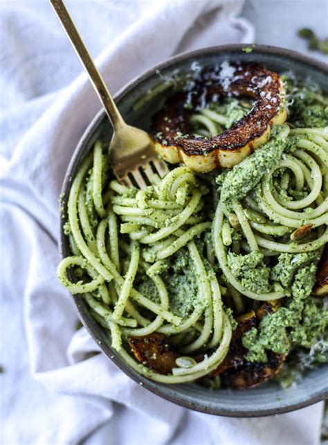 Pumpkin Seed Pesto Pasta With Caramelized Delicata Squash How Sweet Eats