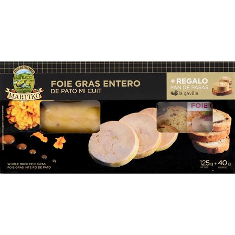 Foie Gras Inteiro De Pato Mi Cuit Tostas Passas Embalagem 125 G