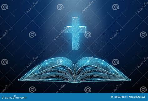 Abstract Low Poly Open Bible with Cross. Stock Vector - Illustration of ...