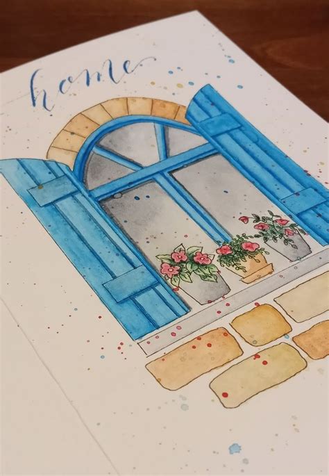 Free Cottage Window Watercolor Template