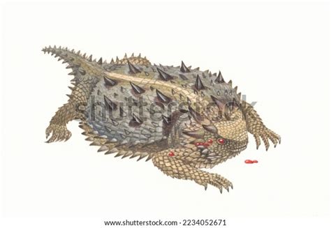 Realistic Color Scientific Illustration Horned Lizards Stock