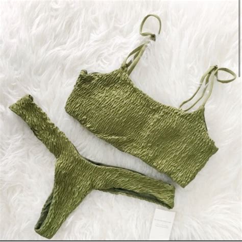 Style Link Miami Swim L Nwt Green Scrunchcrinkle Brazilian Bikini Poshmark