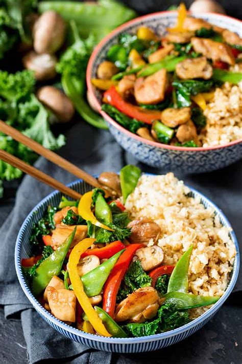 Honey And Garlic Chicken Stir Fry With Cauliflower Egg Fried Rice