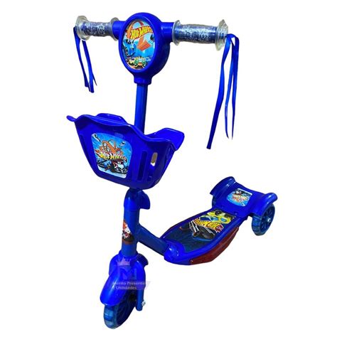 Patinete Infantil Hot Wheels Musical Cesta Luzes 3 Rodas Shopee Brasil