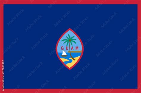 Vector flat style Territory of Guam state flag. Official design of Guam ...