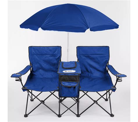 Double Folding Chair with Cooler, Umbrella, Speakers - QVC.com