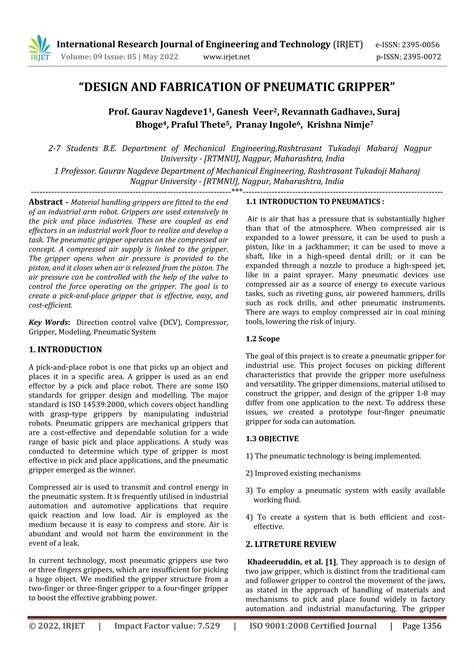 “DESIGN AND FABRICATION OF PNEUMATIC GRIPPER” | PDF