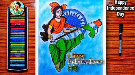 Happy Independence Day Drawing With Oil Pastel 15th August Special