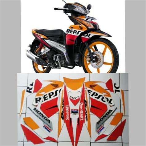 Jual STIKER STRIPING LIS LES POLET BODY MOTOR HONDA BLADE REPSOL 2011