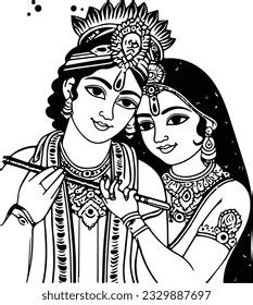 Radha Krishna Black And White