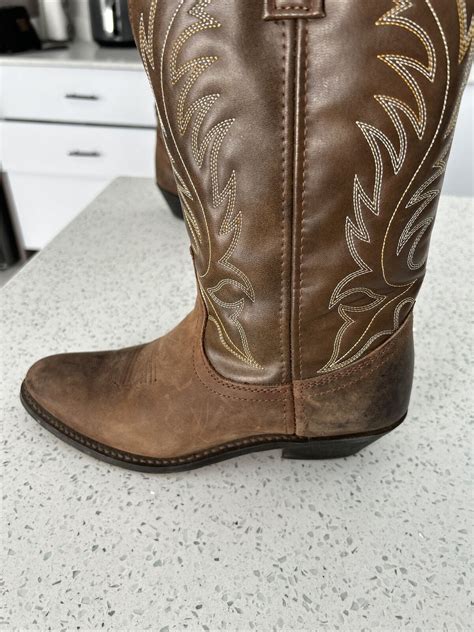 Womens Old West Cowboy Snip Toe Brown Boots Size Ebay