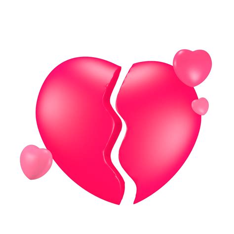 3d cute pink valentine's day icon broken heart 16618220 PNG