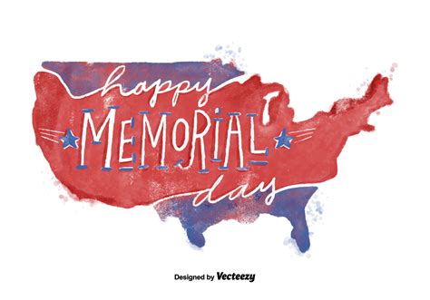 Red And Blue Memorial Day Usa Watercolor Vector Vector Art At