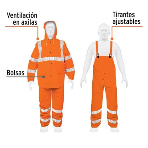 Traje Impermeable Truper Reflectivo Naranja M