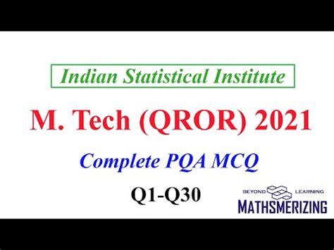 Isi M Tech Qror Pqa Mcq Mma Paper Complete Solution Youtube