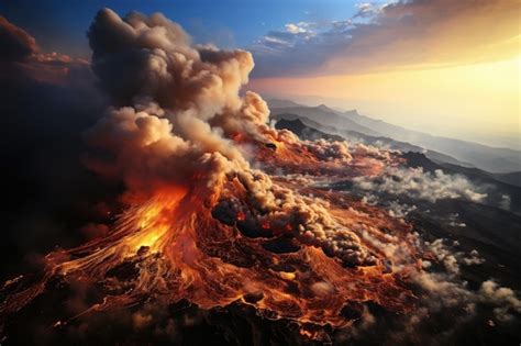 Premium Photo | Active volcano lava eruption