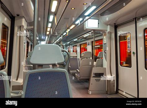 Modern Metro Train Interior Stock Photo Alamy