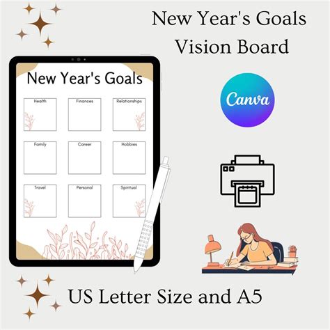 2024 Vision Board Printable Goal Setting Planner Printable Vision