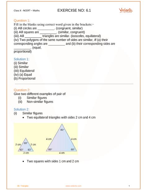 Ncert Solutions For Class Maths Chapter Triangles Free Pdf