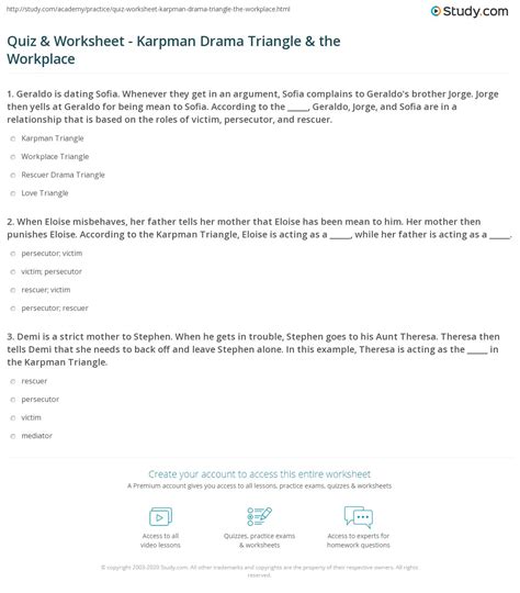 Quiz & Worksheet - Karpman Drama Triangle & the Workplace | Study.com