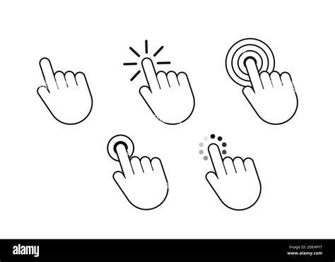 Finger Click Icon Vector Hand Click Icon Push Touch Screen Vector