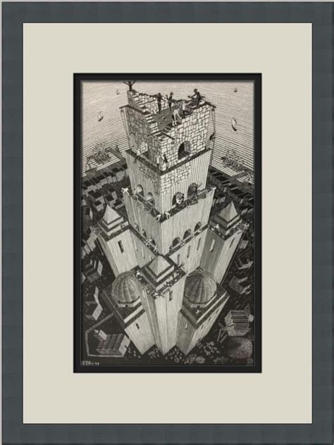 M C Escher MC Escher Tower Of Babel Custom Framed Print Etsy