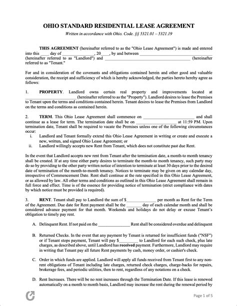 Free Printable Residential Lease Agreement Template Sfiveband