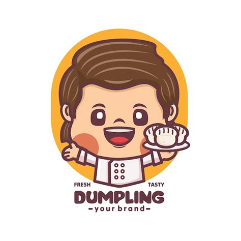 Premium Vector Chef Cartoon Mascot With Dumpling Vector Illustration