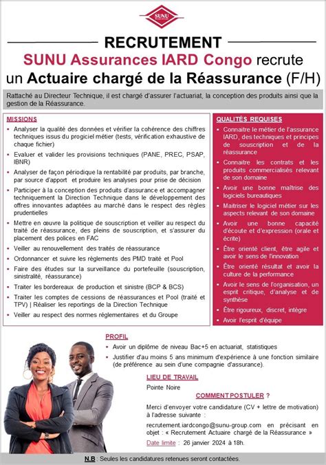 Sunu Assurances Recrute Un Actuaire Charg De La R Assurance H F